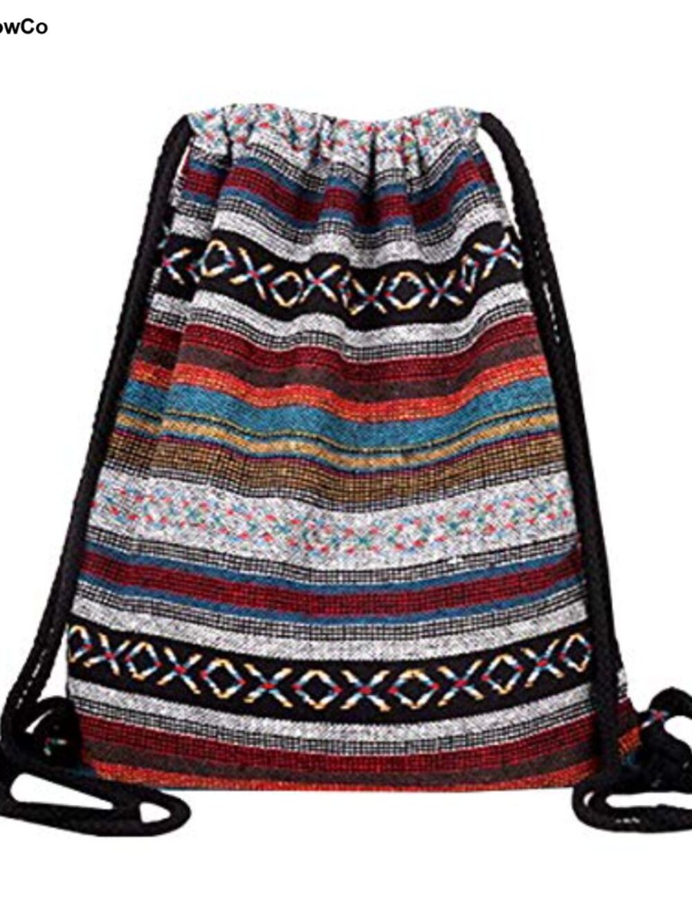 Bohemian Cotton Drawstring Backpack Lightweight Cinch Gym Sack Yoga Bag